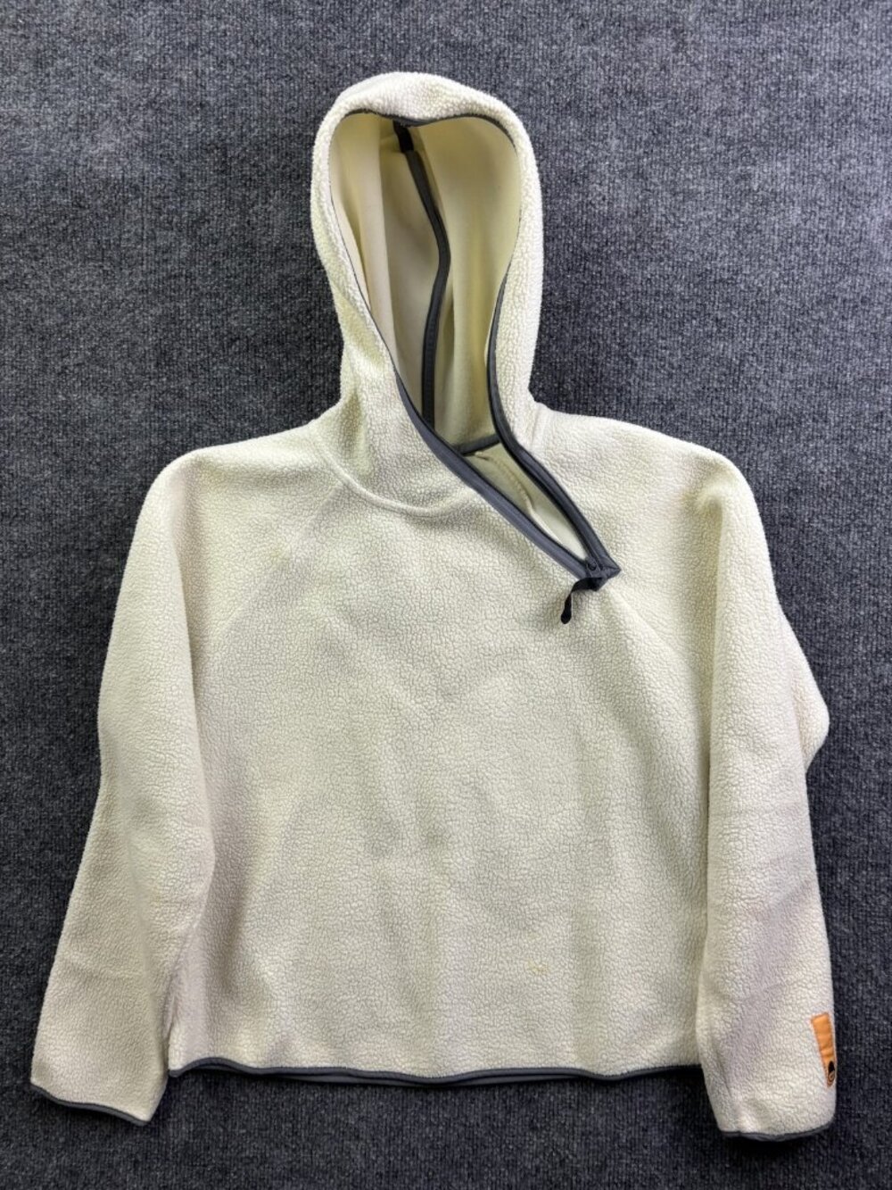 VNTG Nike Hoodie Sweatshirt Womens Small White 1/4 Zip Fleece High‎ Neck Sherpa